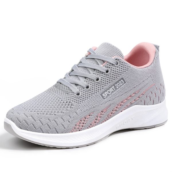 2025 Spring And Autumn New Flat Flat Flying Mesh Breathable Sneakers Gray